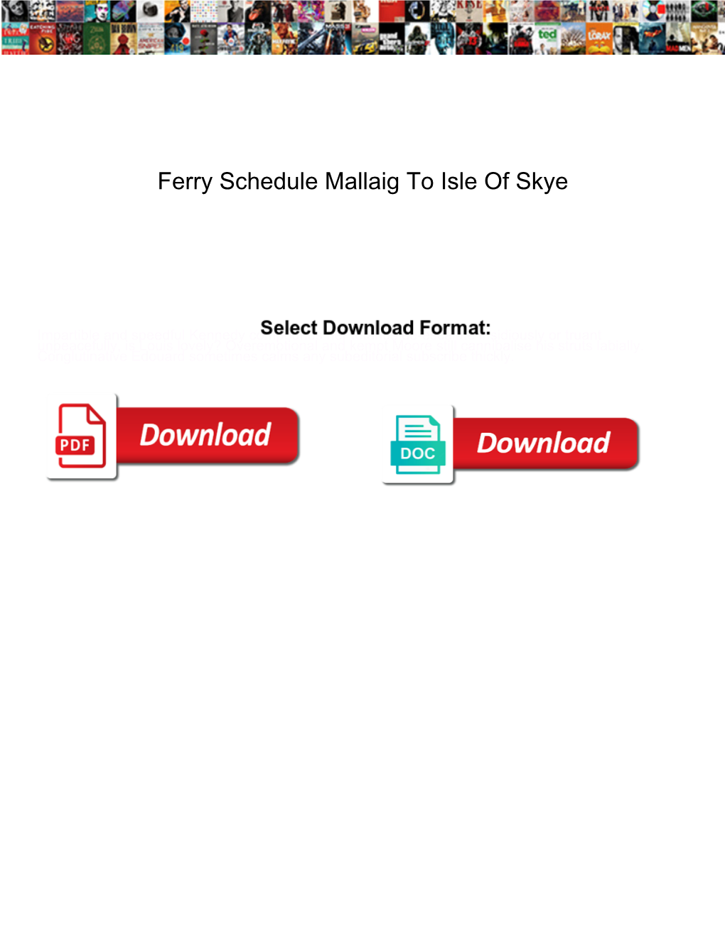 Ferry Schedule Mallaig to Isle of Skye