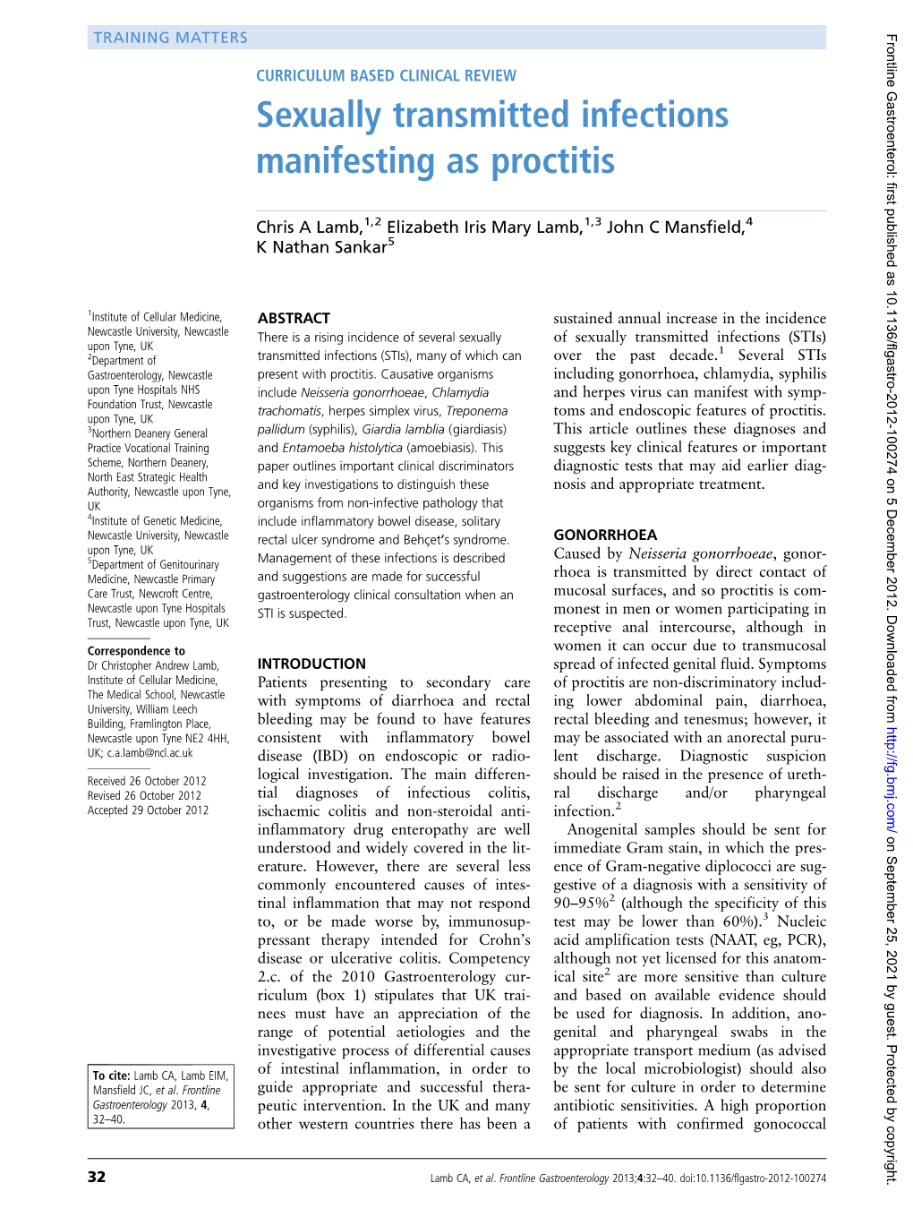 Sexually Transmitted Infections Manifesting As Proctitis