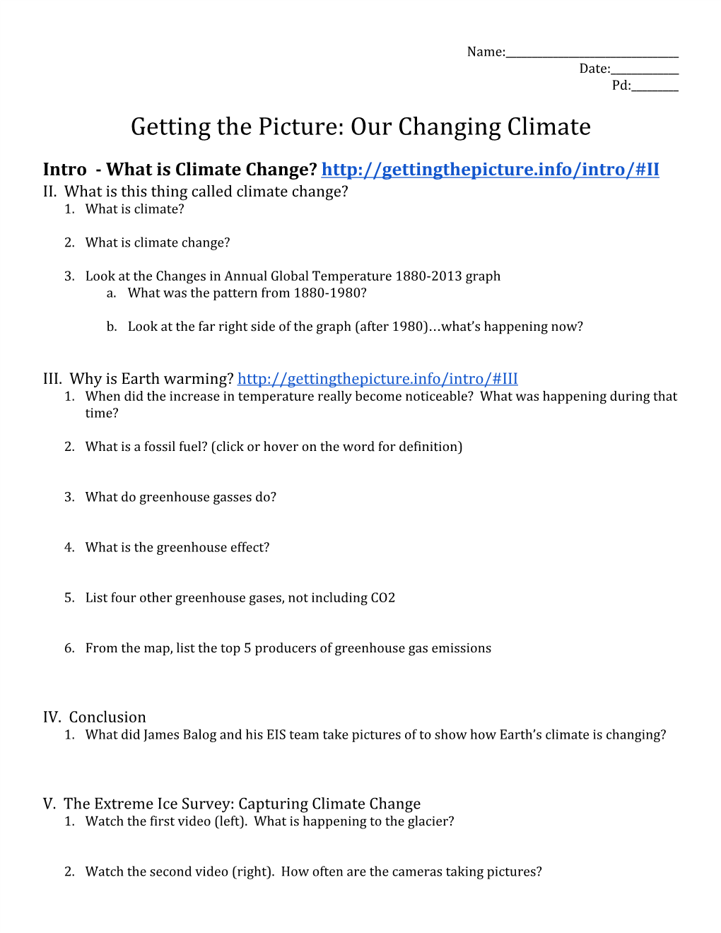 Getting the Picture: Our Changing Climate