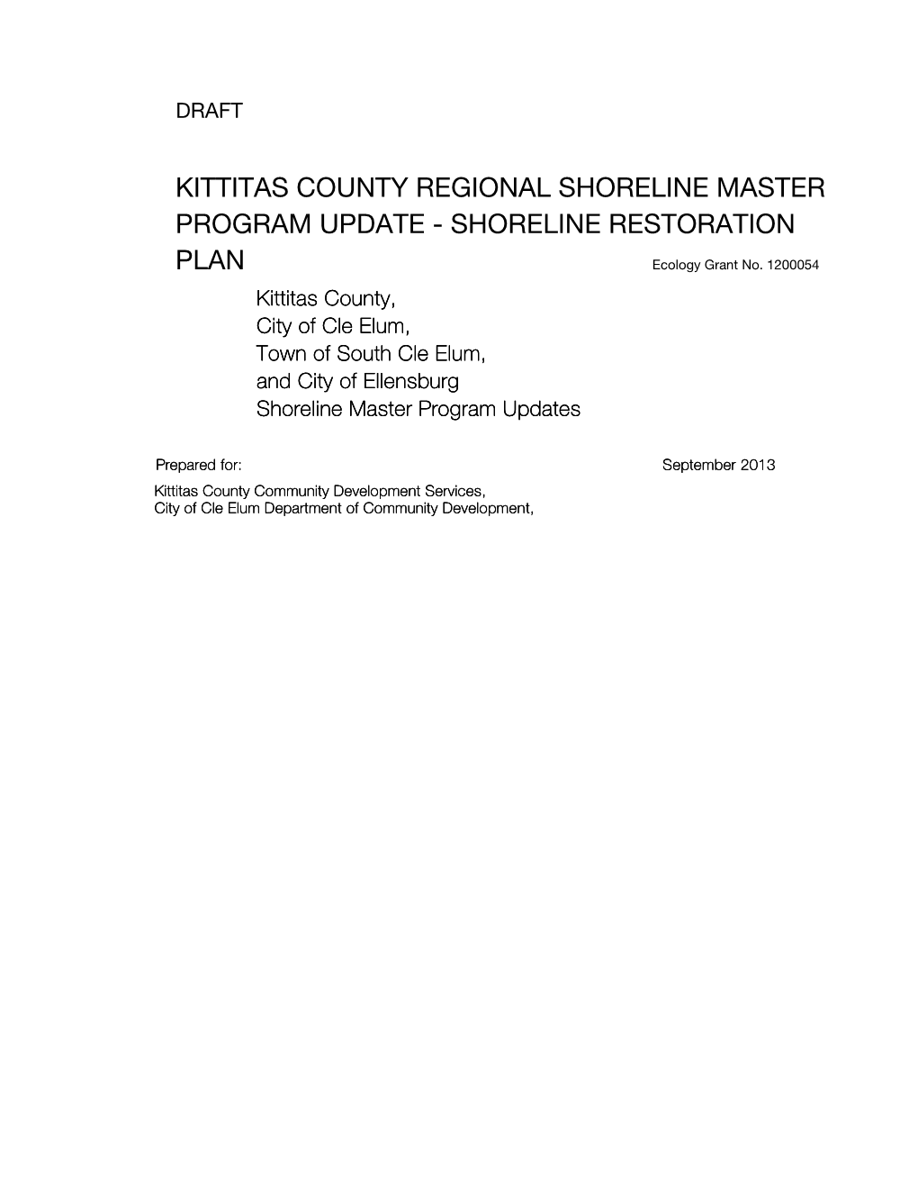 Kittitas County Regional Shoreline Master Program Update - Shoreline Restoration