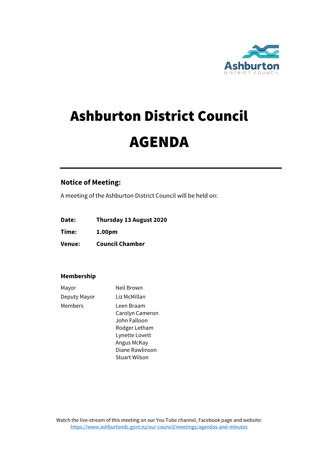 Council Agenda 13 August 2020