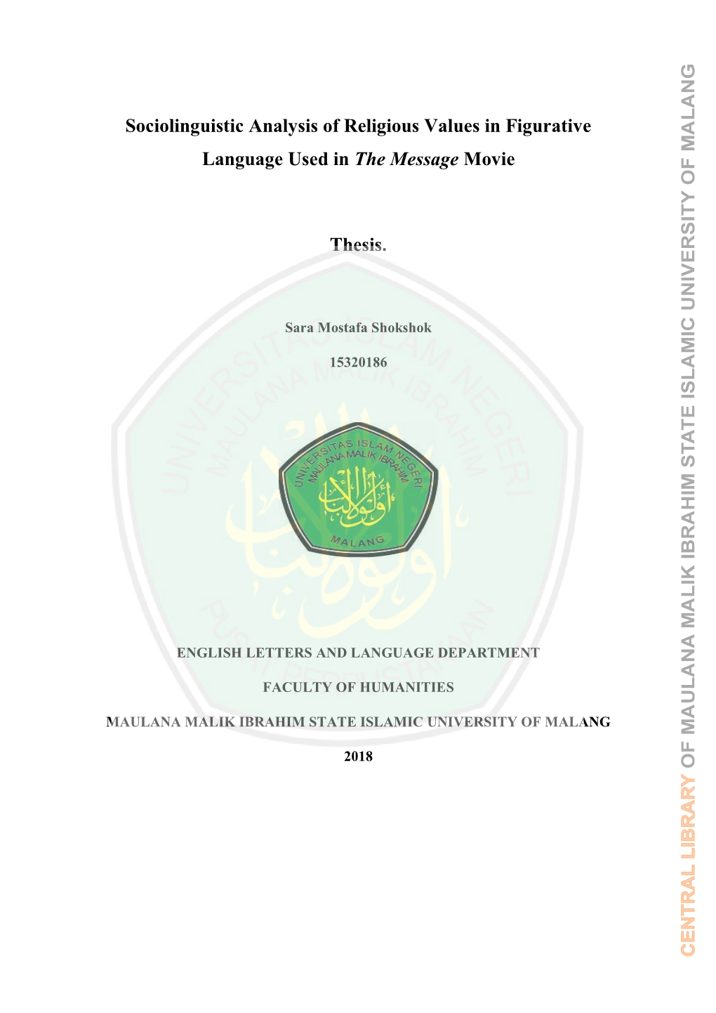 Sociolinguistic Analysis of Religious Values in Figurative Language Used in the Message Movie