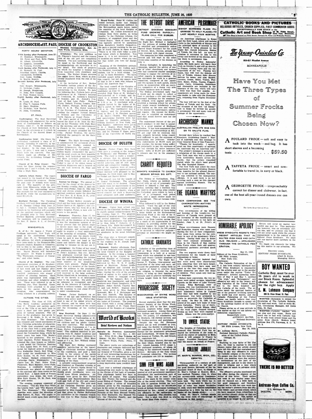 The Catholic Bulletin. (St. Paul, Minn.), 1920-06-26, [P ]