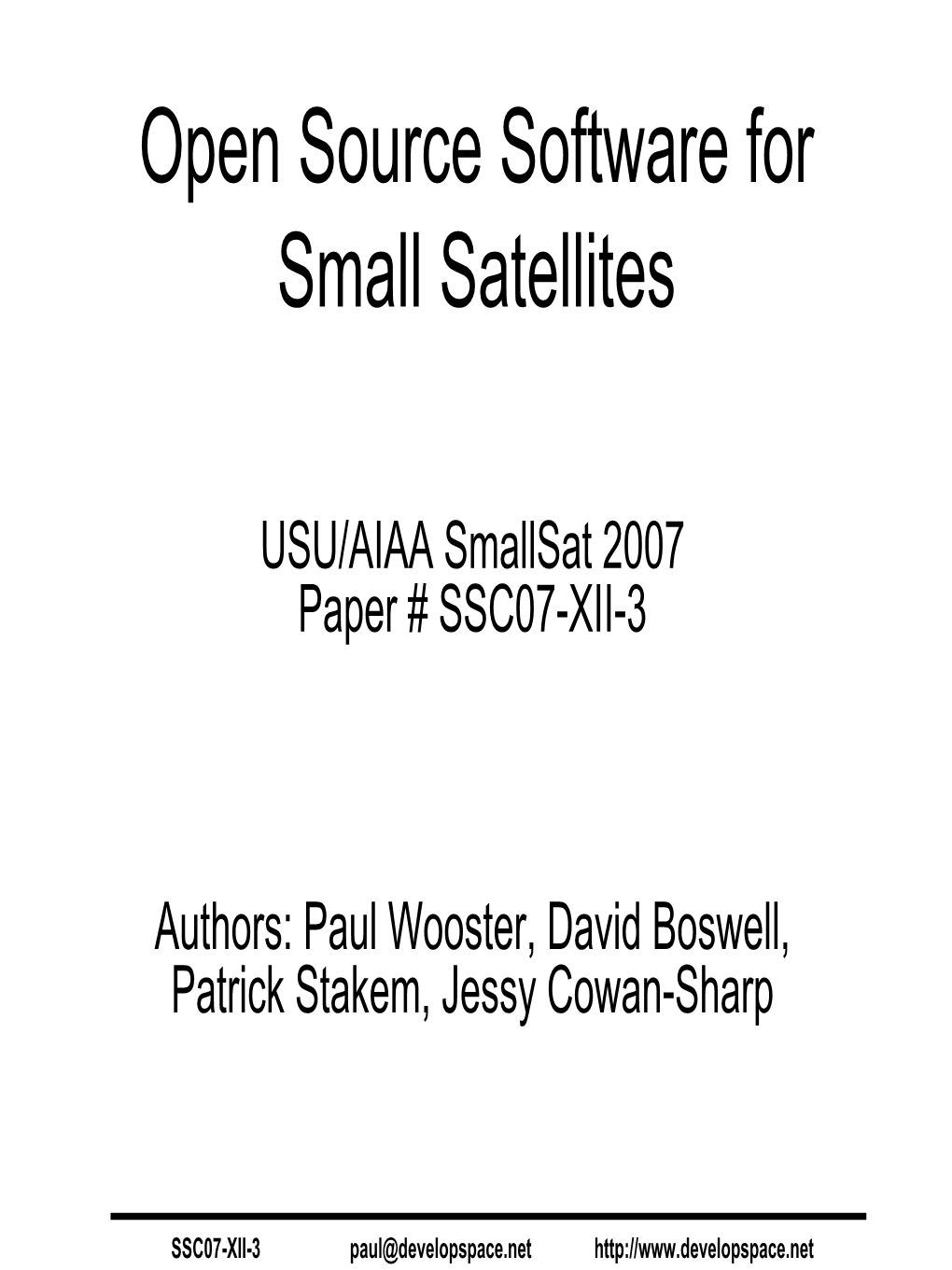 Open Source Software for Small Satellites