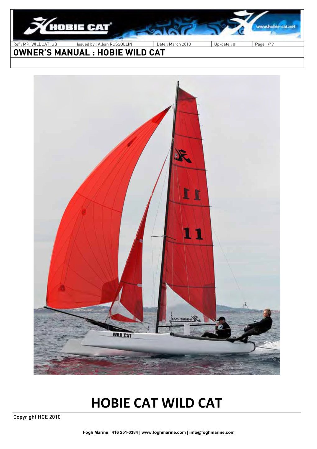 HOBIE CAT WILD CAT Copyright HCE 2010