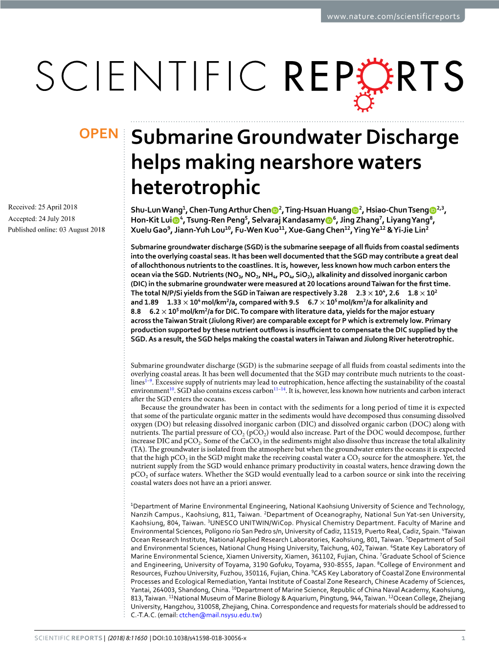 Submarine Groundwater Discharge Helps Making Nearshore Waters