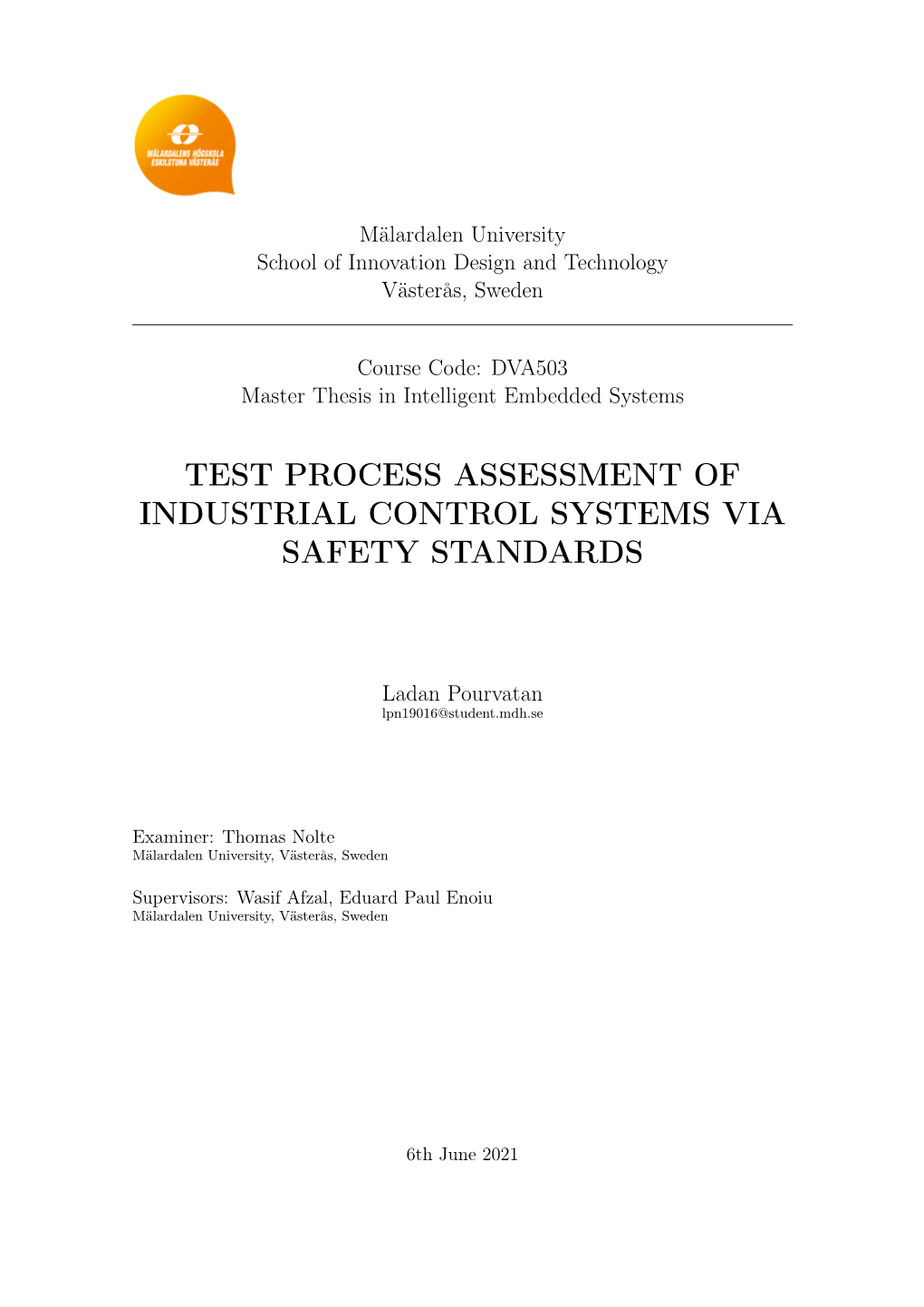 Test Process Assessment of Industrial Control Systems Via Safety Standards
