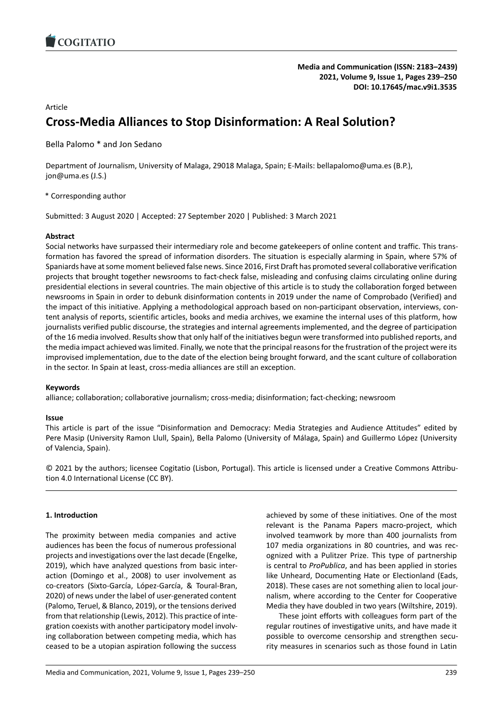 Cross-Media Alliances to Stop Disinformation: a Real Solution?