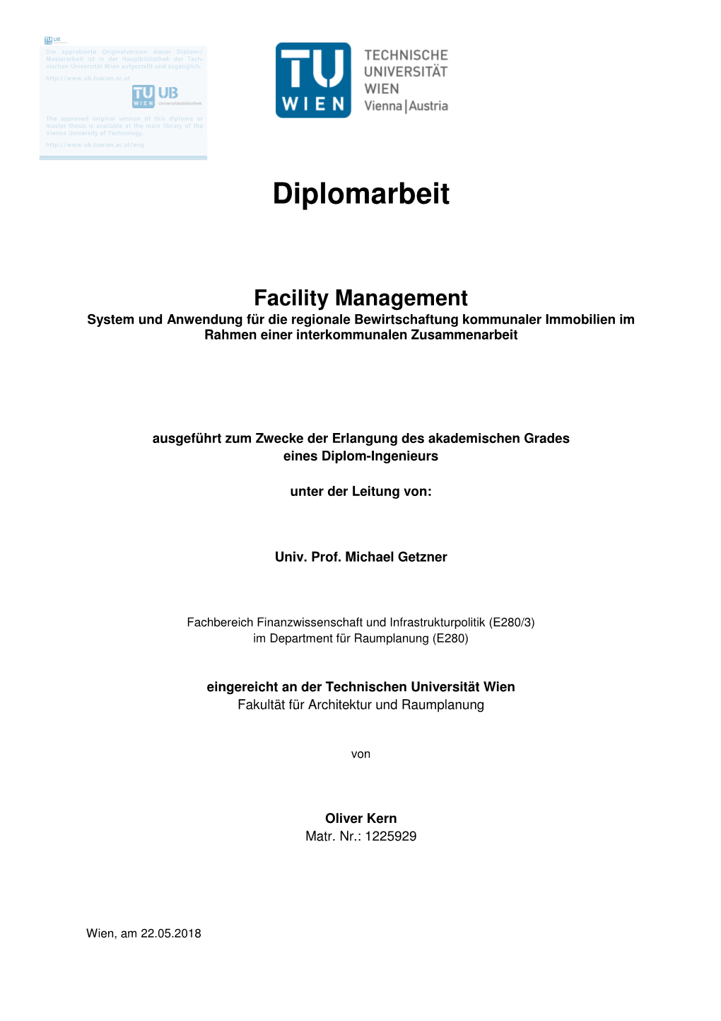 Diplomarbeit Facility Management