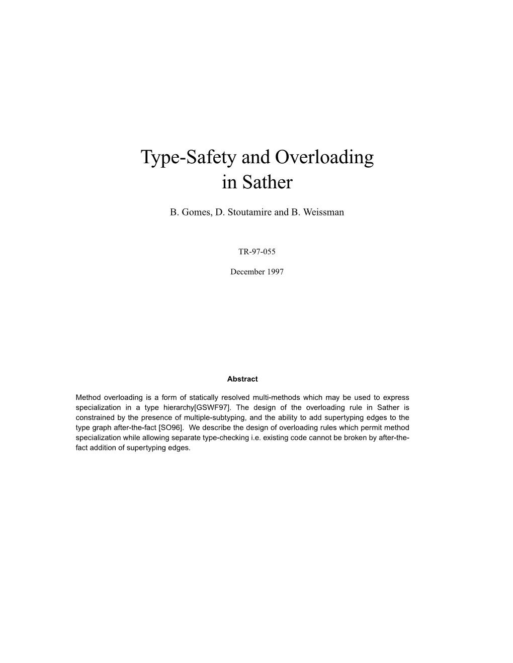 Type-Safety and Overloading in Sather