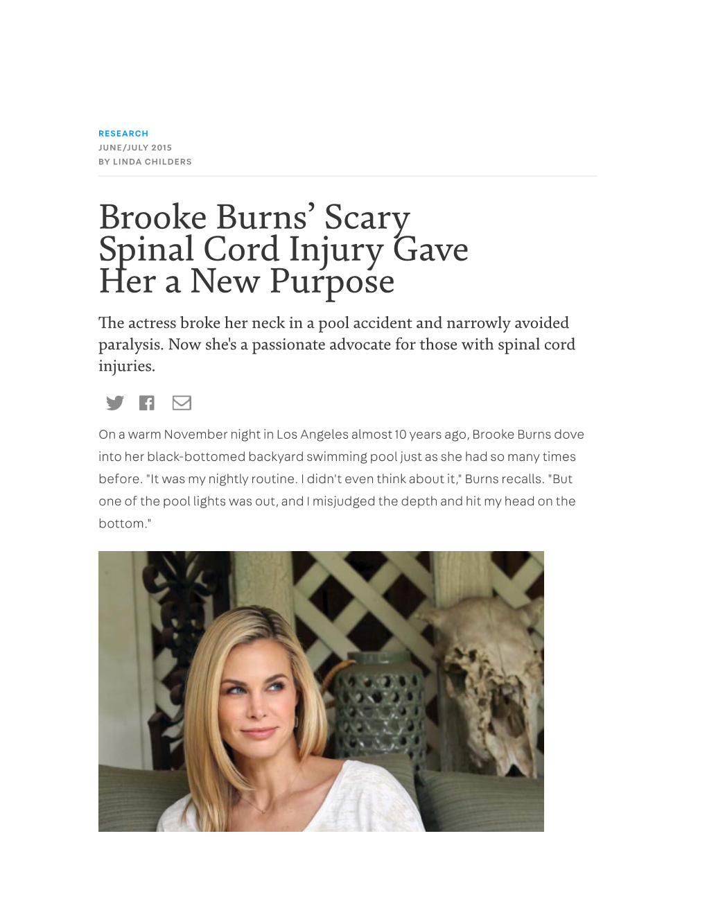 Brooke Burns' Scary Spinal Cord Injury Gave Her a New Purpose