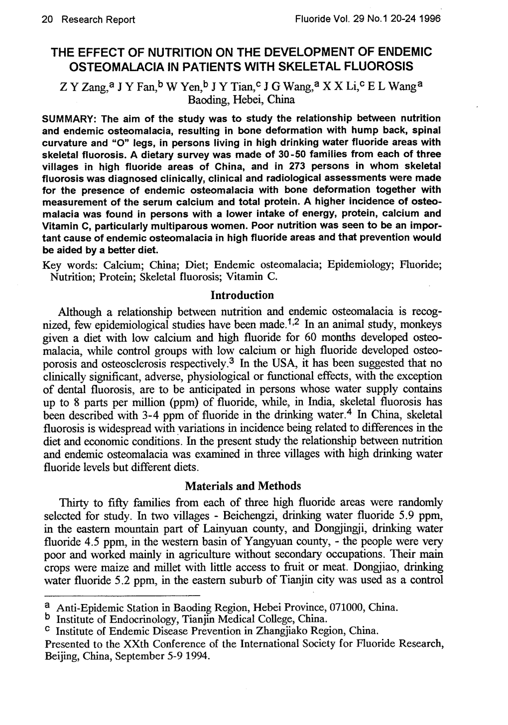 The Effect of Nutrition on the Development of Endemic