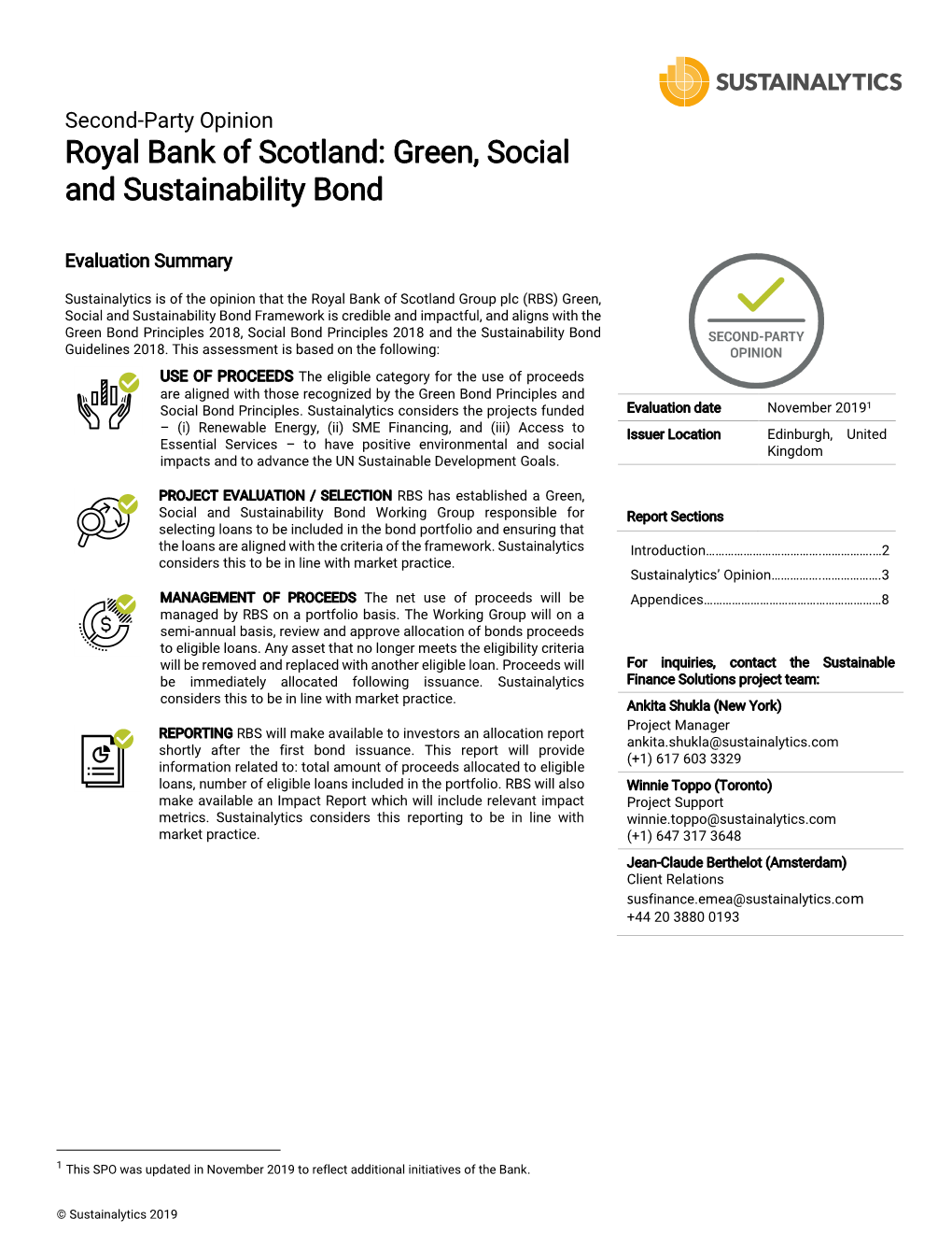Royal Bank of Scotland: Green, Social and Sustainability Bond