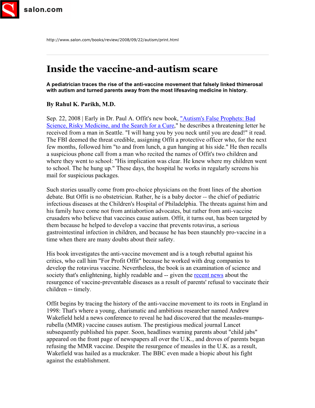Inside the Vaccine-And-Autism Scare