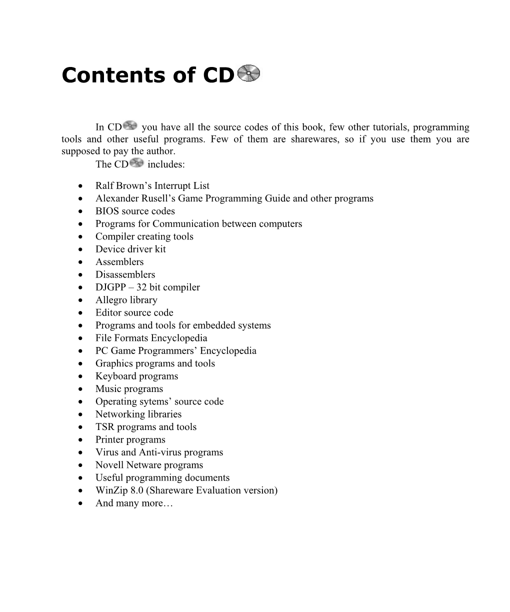 Contents of CD