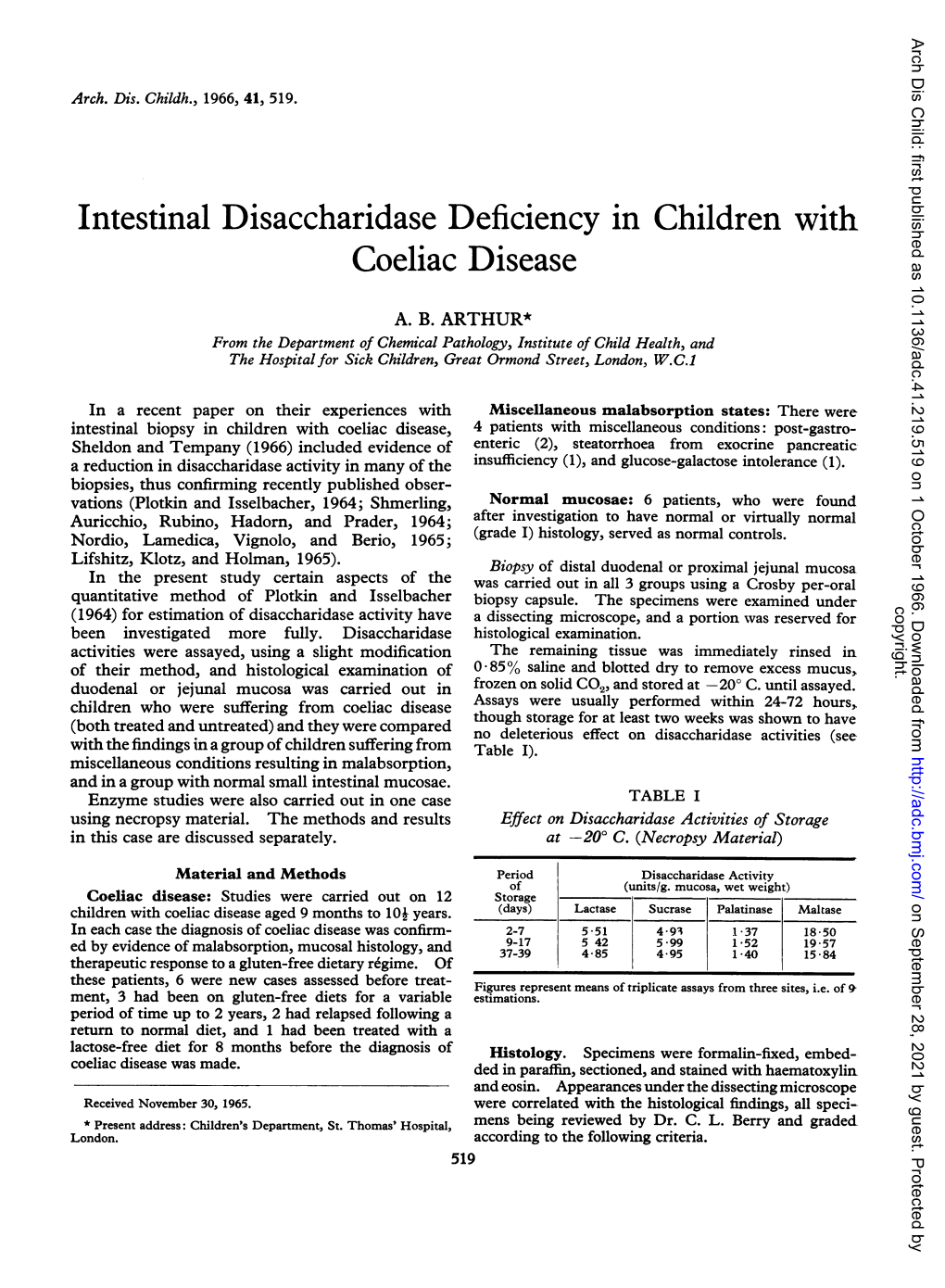Intestinal Disaccharidase Deficiency in Children with Coeliac Disease