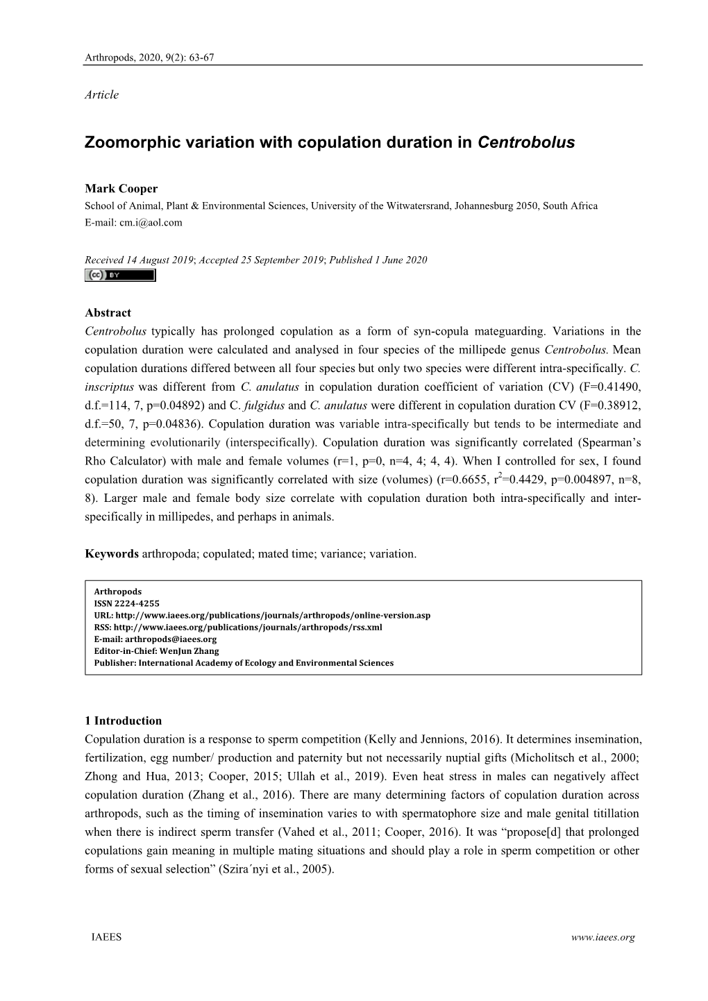 Zoomorphic Variation with Copulation Duration in Centrobolus