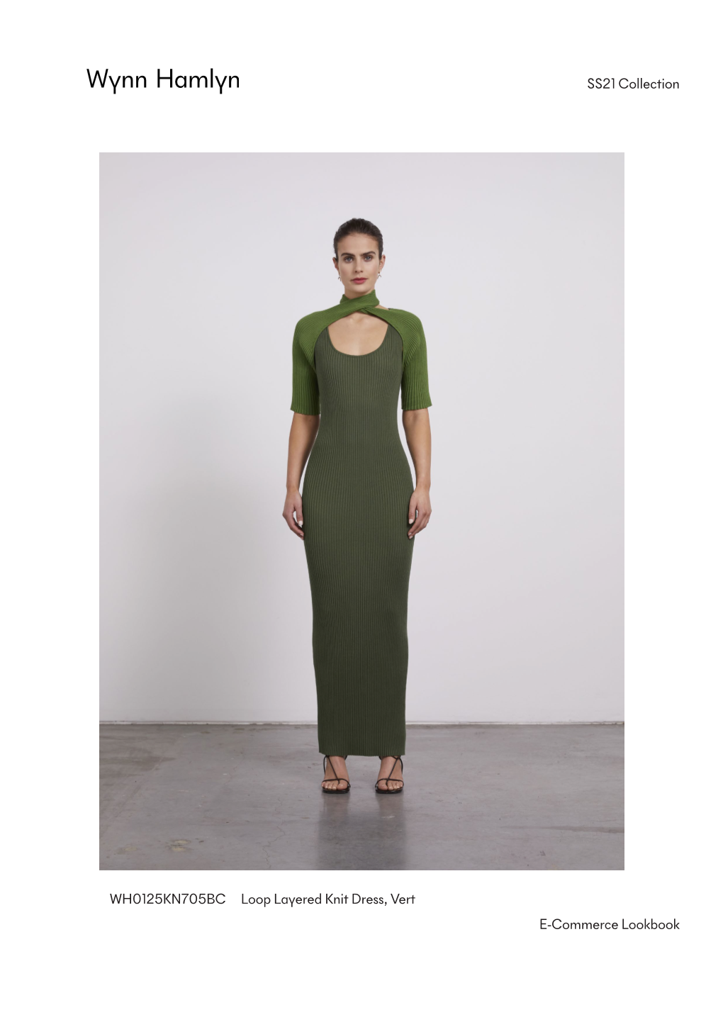 SS21 Collection E-Commerce Lookbook WH0125KN705BC Loop Layered Knit Dress, Vert