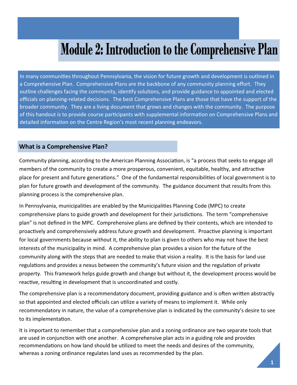 What Is a Comprehensive Plan?