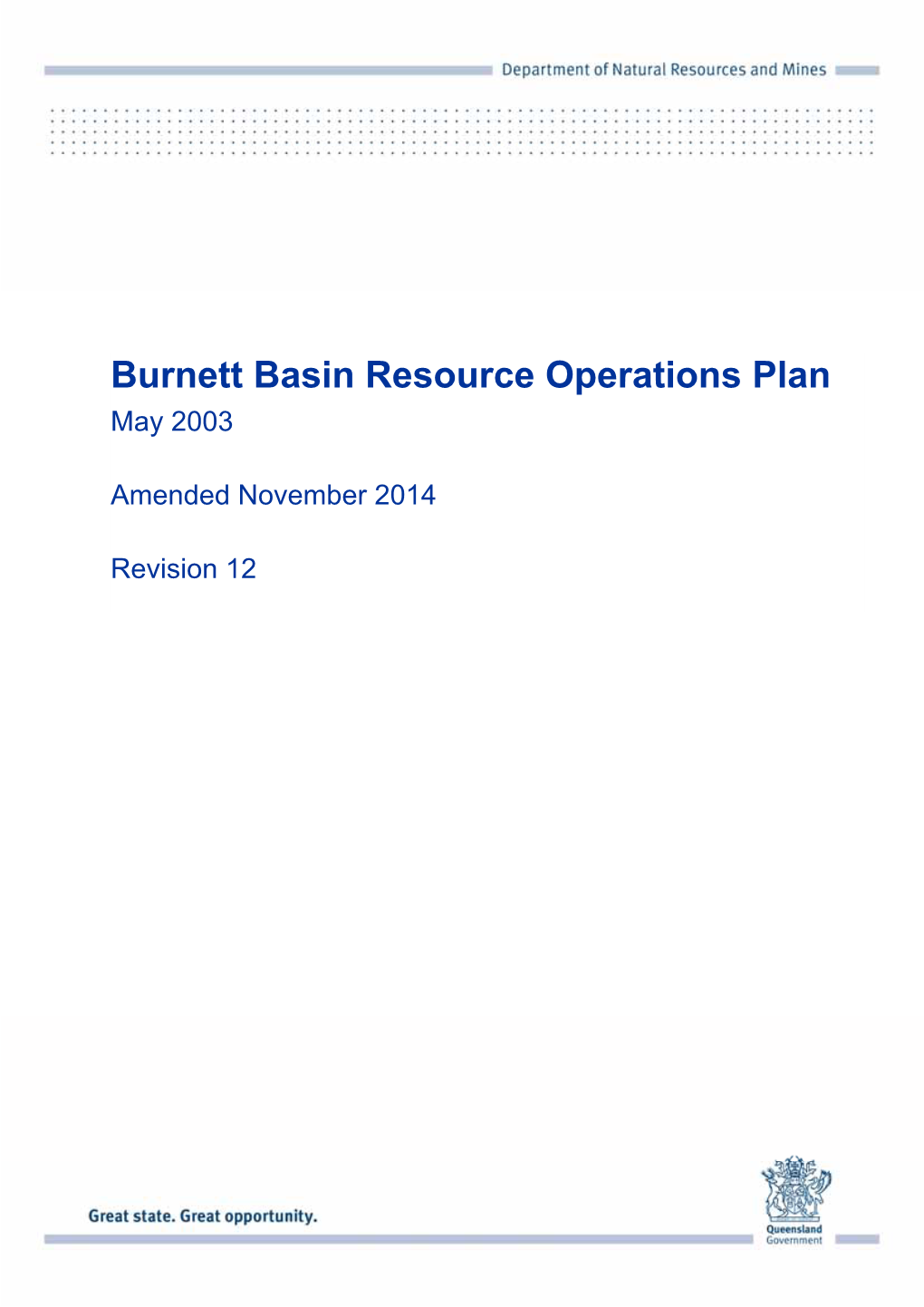 Burnett Basin Resource Operations Plan May 2003 Amended