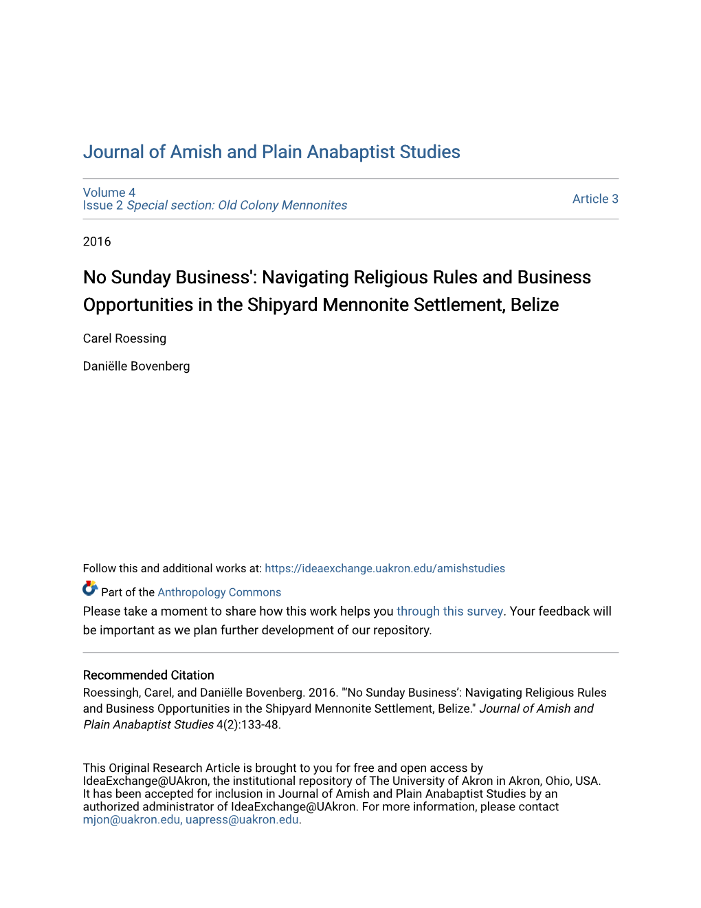 Navigating Religious Rules and Business Opportunities in the Shipyard Mennonite Settlement, Belize