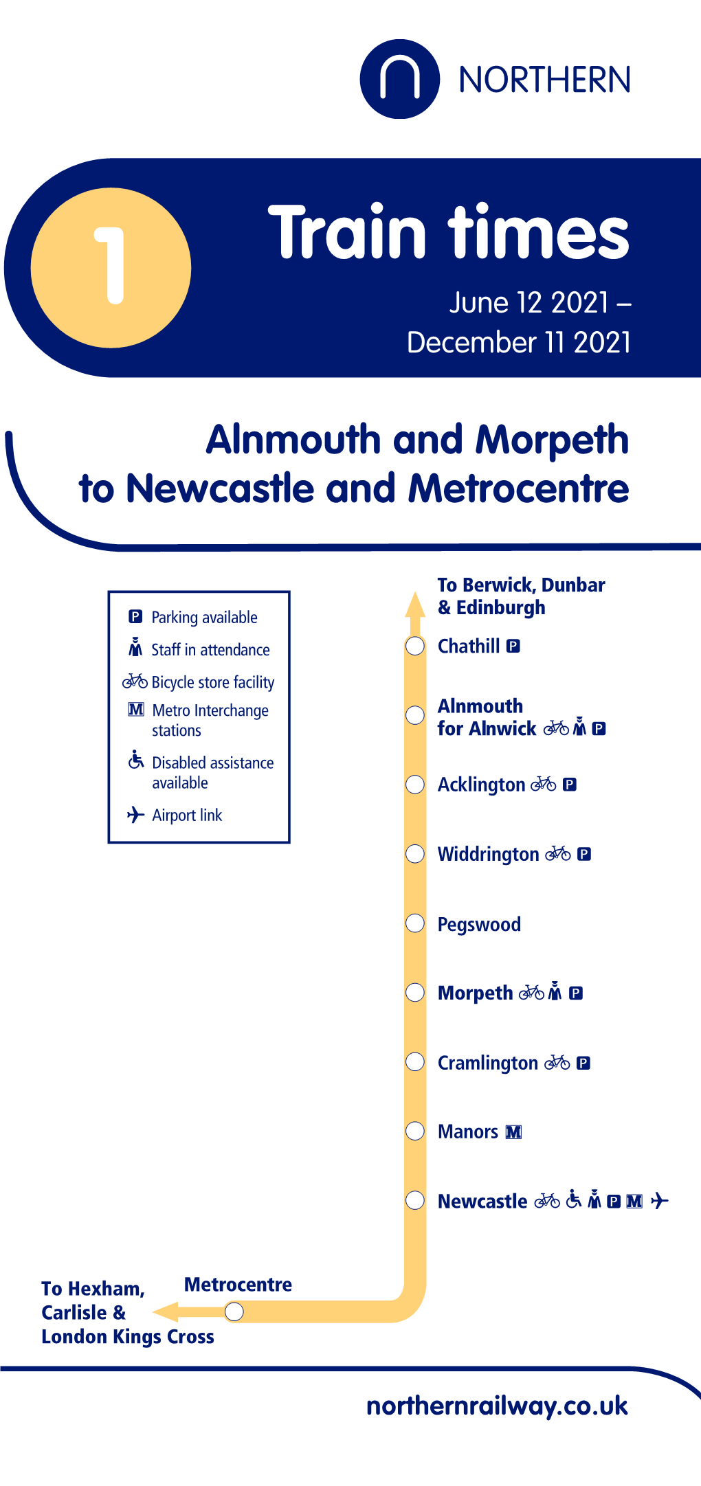 1 Train Times Alnmouth and Morpeth to Newcastle and Metrocentre