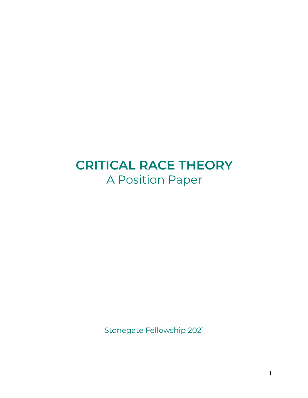 CRITICAL RACE THEORY a Position Paper