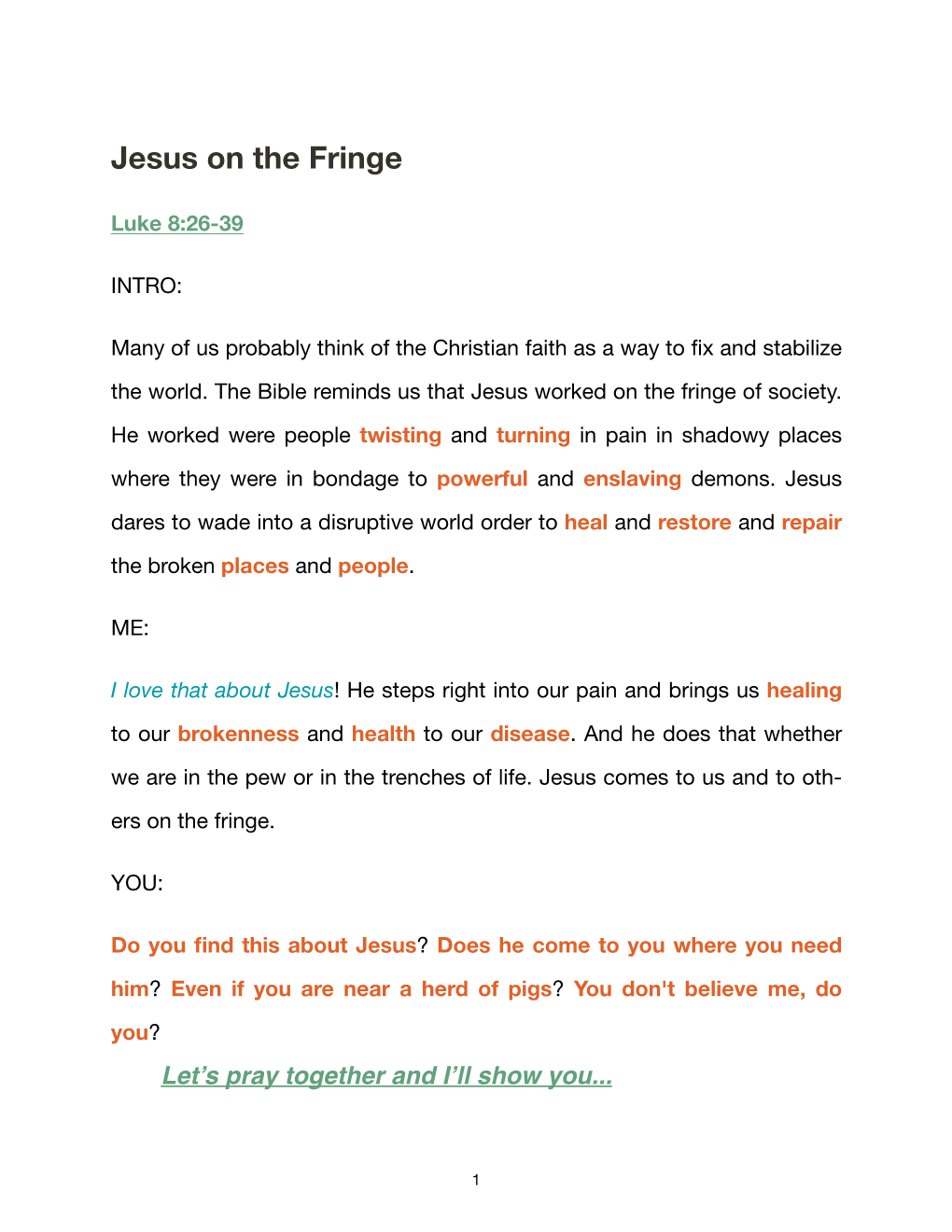 Jesus on the Fringe