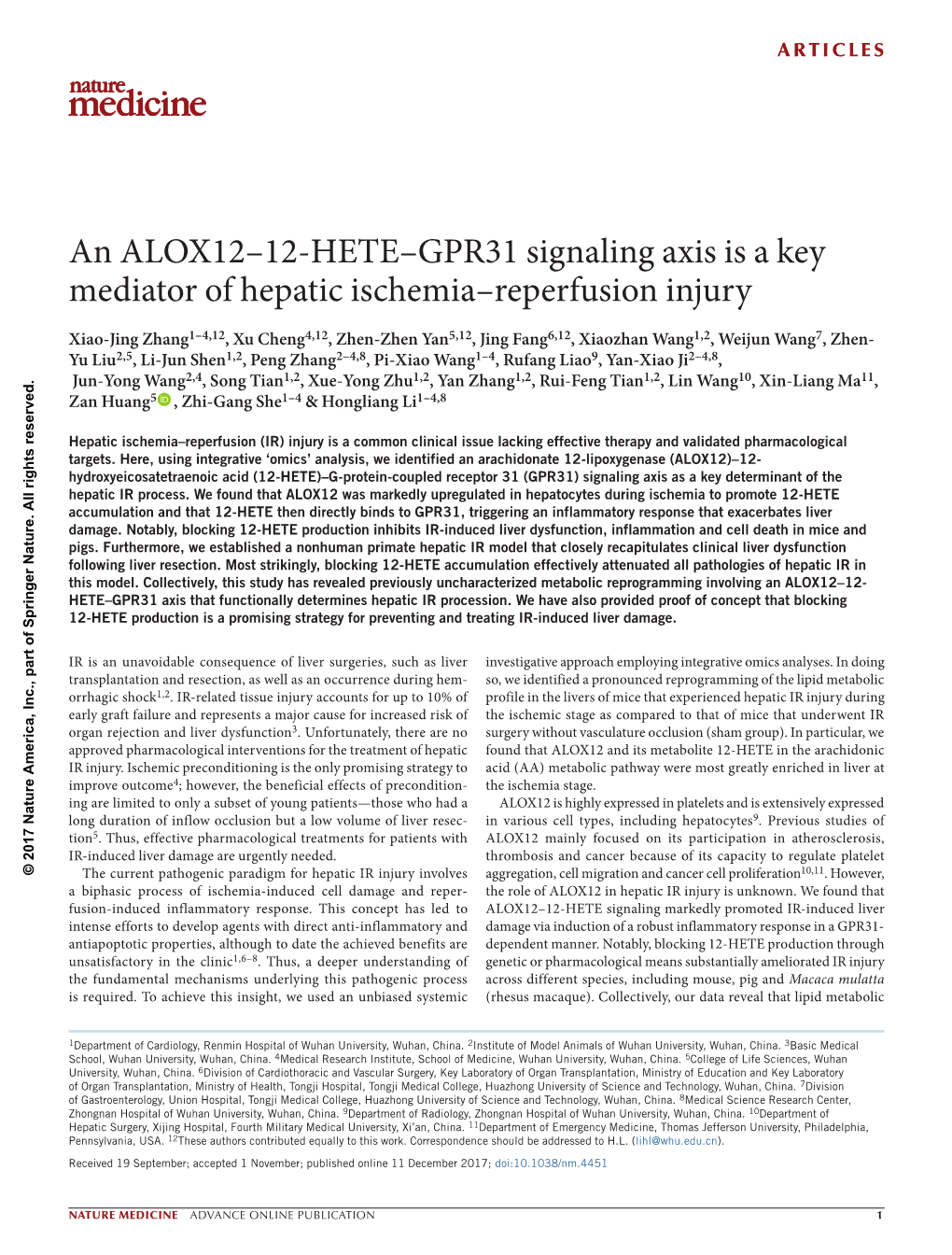 An ALOX12–12-HETE–GPR31 Signaling Axis Is a Key Mediator Of