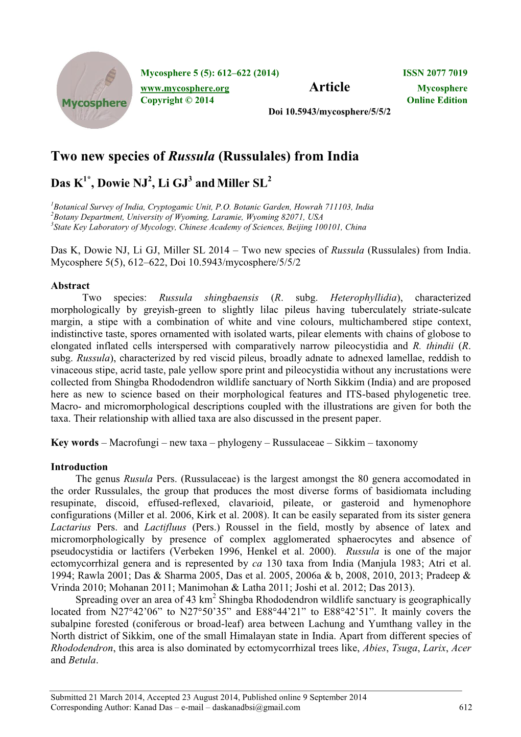 Two New Species of Russula (Russulales) from India