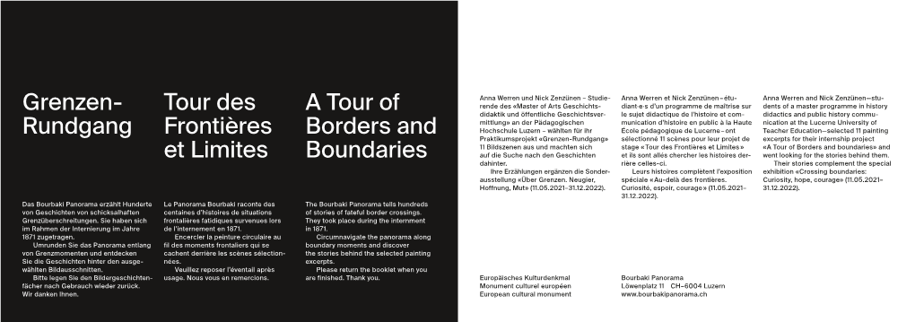 Grenzen Rundgang a Tour of Borders and Boundaries Tour Des