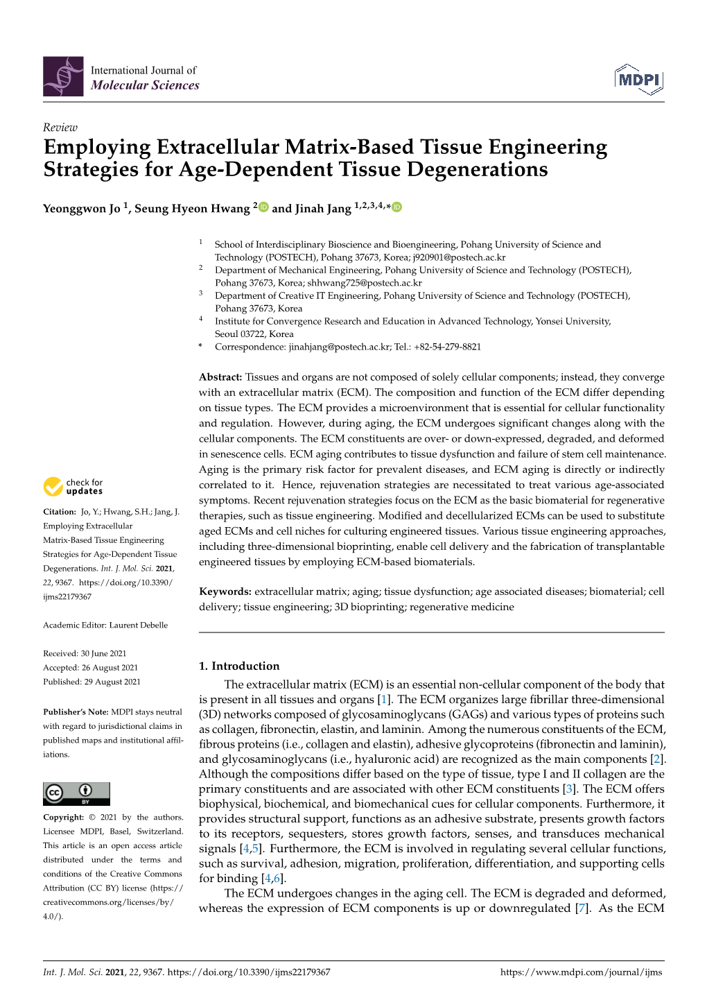 Employing Extracellular Matrix-Based Tissue Engineering Strategies for Age-Dependent Tissue Degenerations