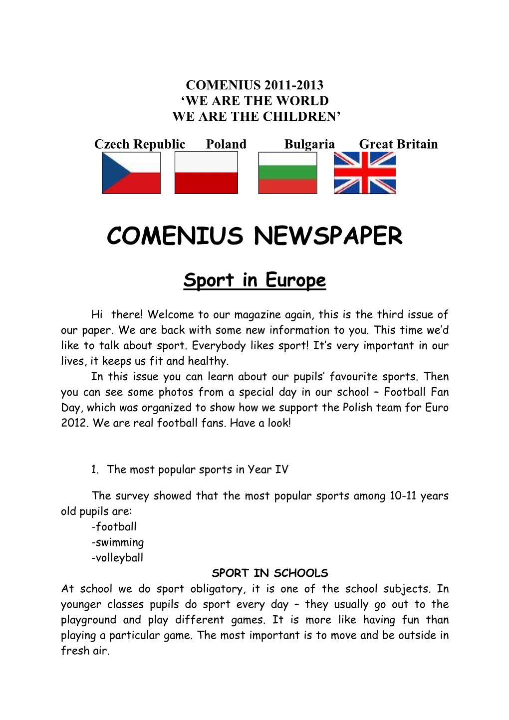 Comenius Newspaper