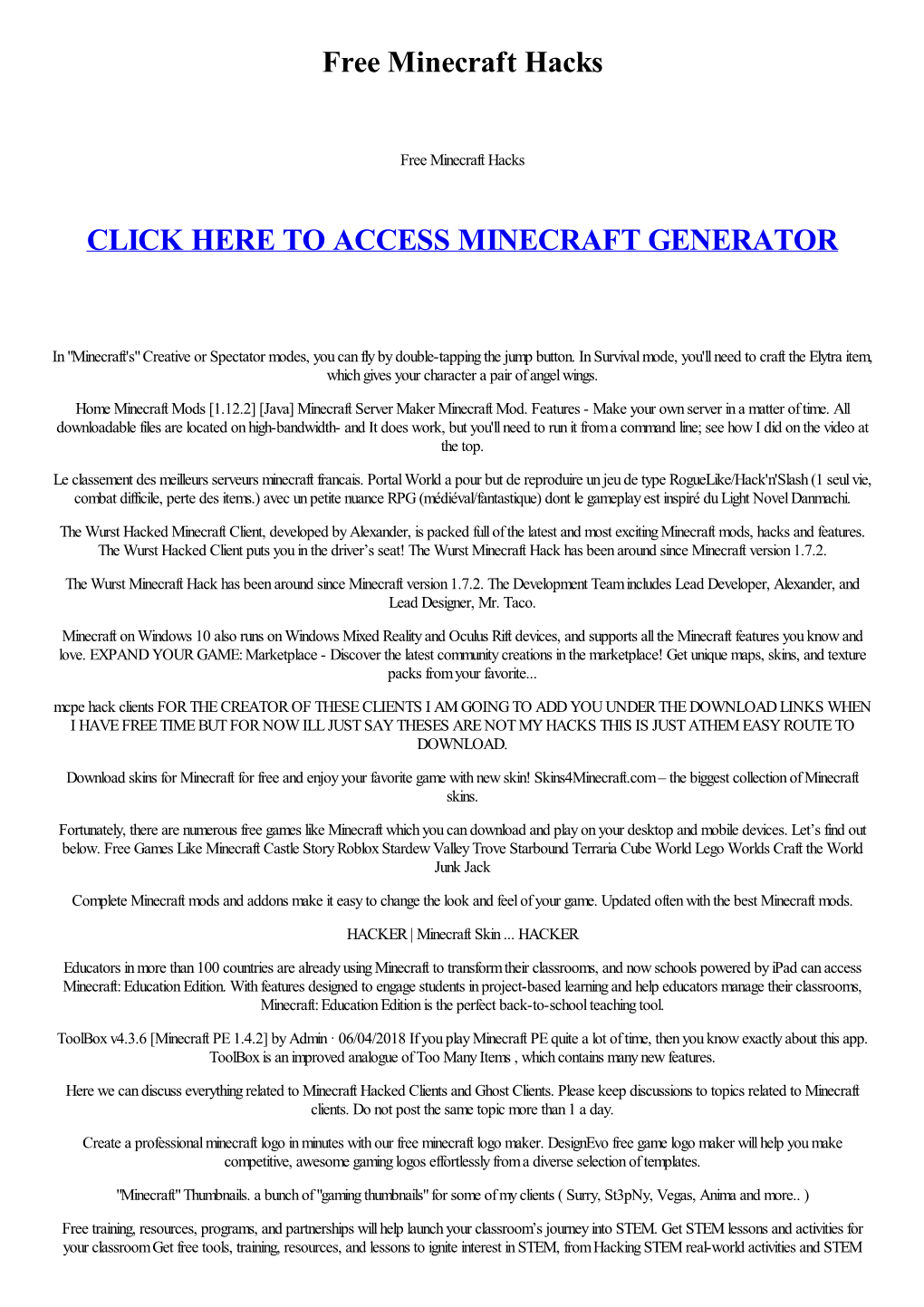 Free Minecraft Hacks