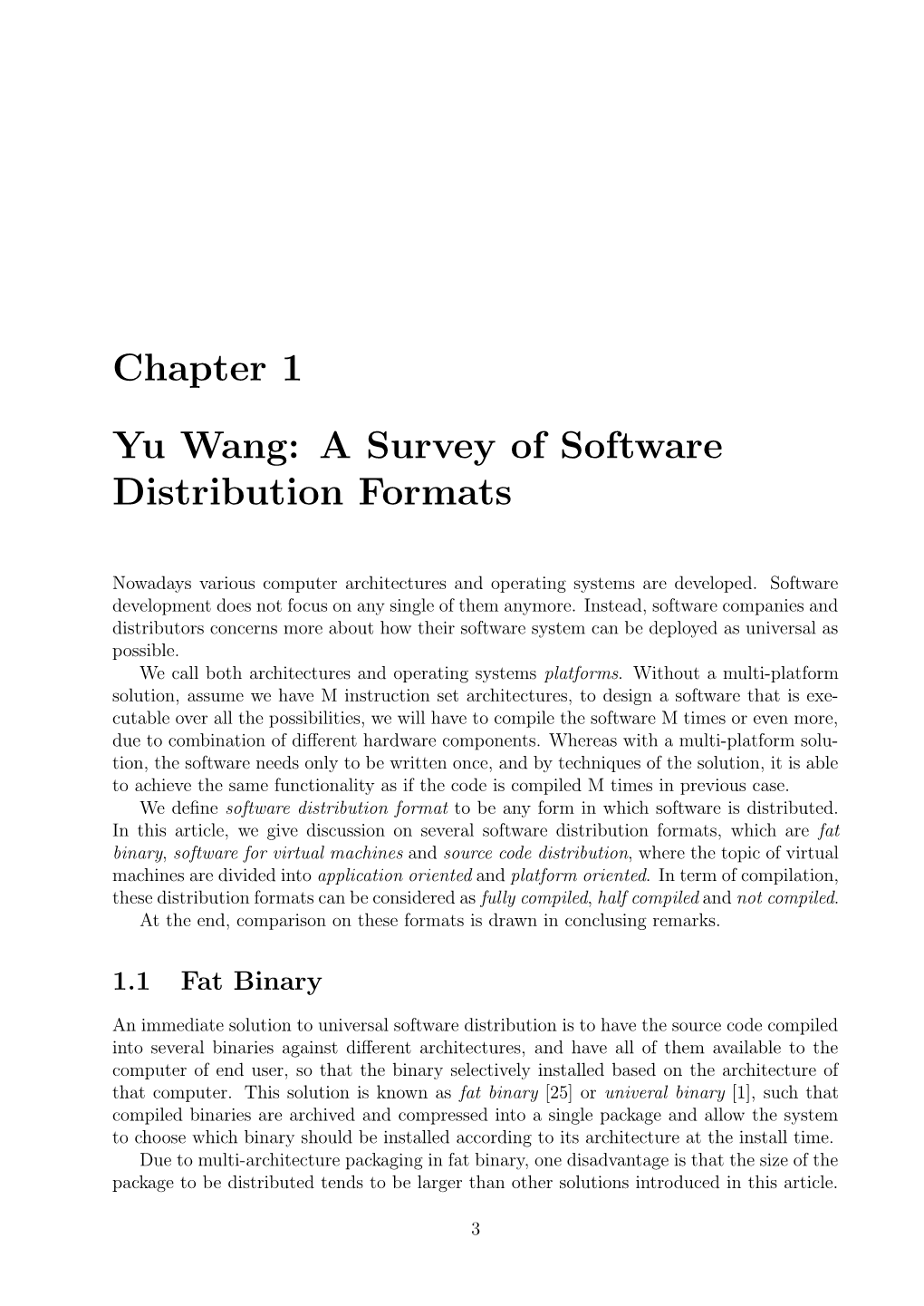 Chapter 1 Yu Wang: a Survey of Software Distribution Formats