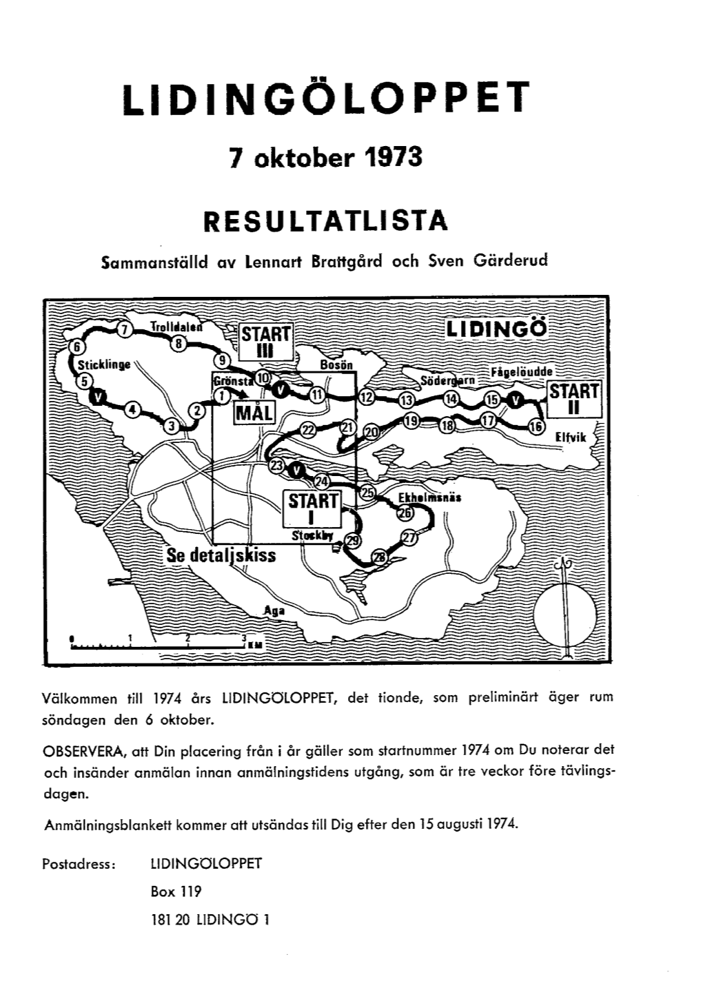 7 Oktober 1973 RESULTATLISTA