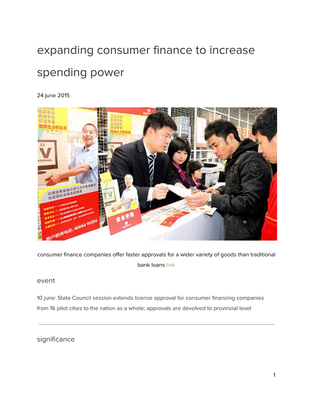 Expanding Consumer Finance to Increase Spending Power