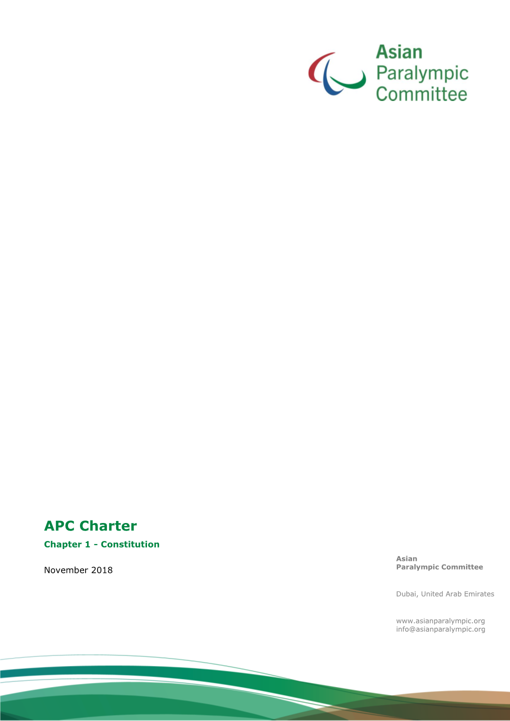 APC Charter Chapter 1 - Constitution Asian November 2018 Paralympic Committee