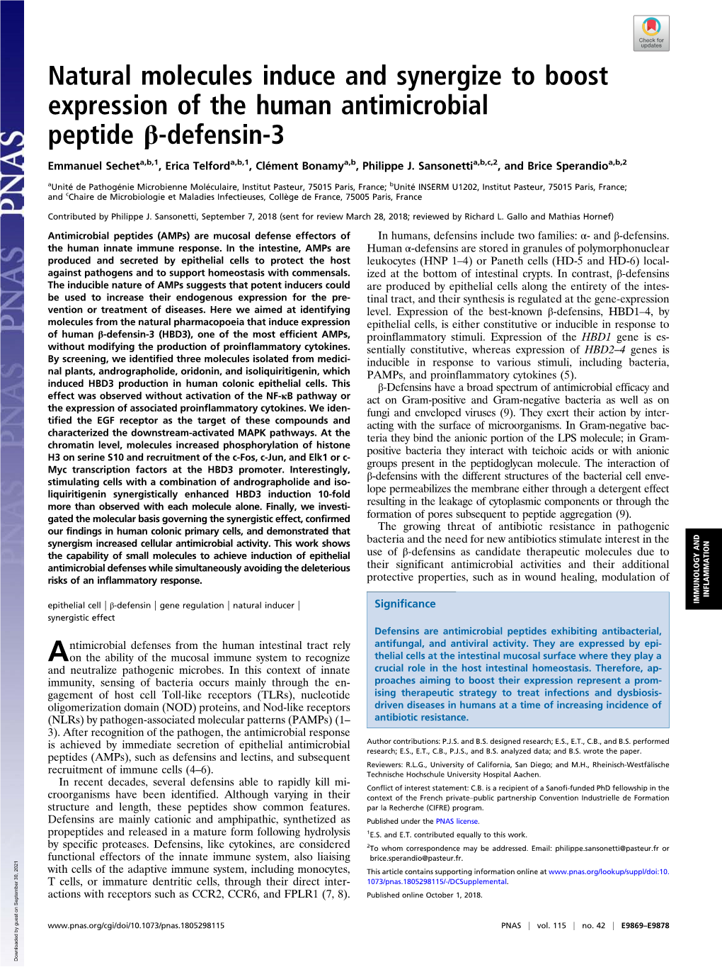 Natural Molecules Induce and Synergize to Boost Expression of the Human Antimicrobial Peptide Β-Defensin-3