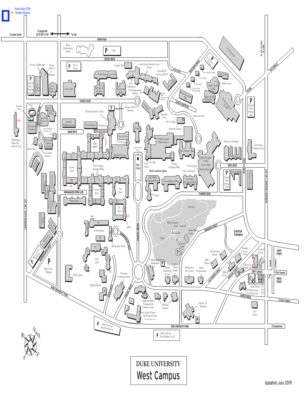 West and East Campus Maps, July 2019