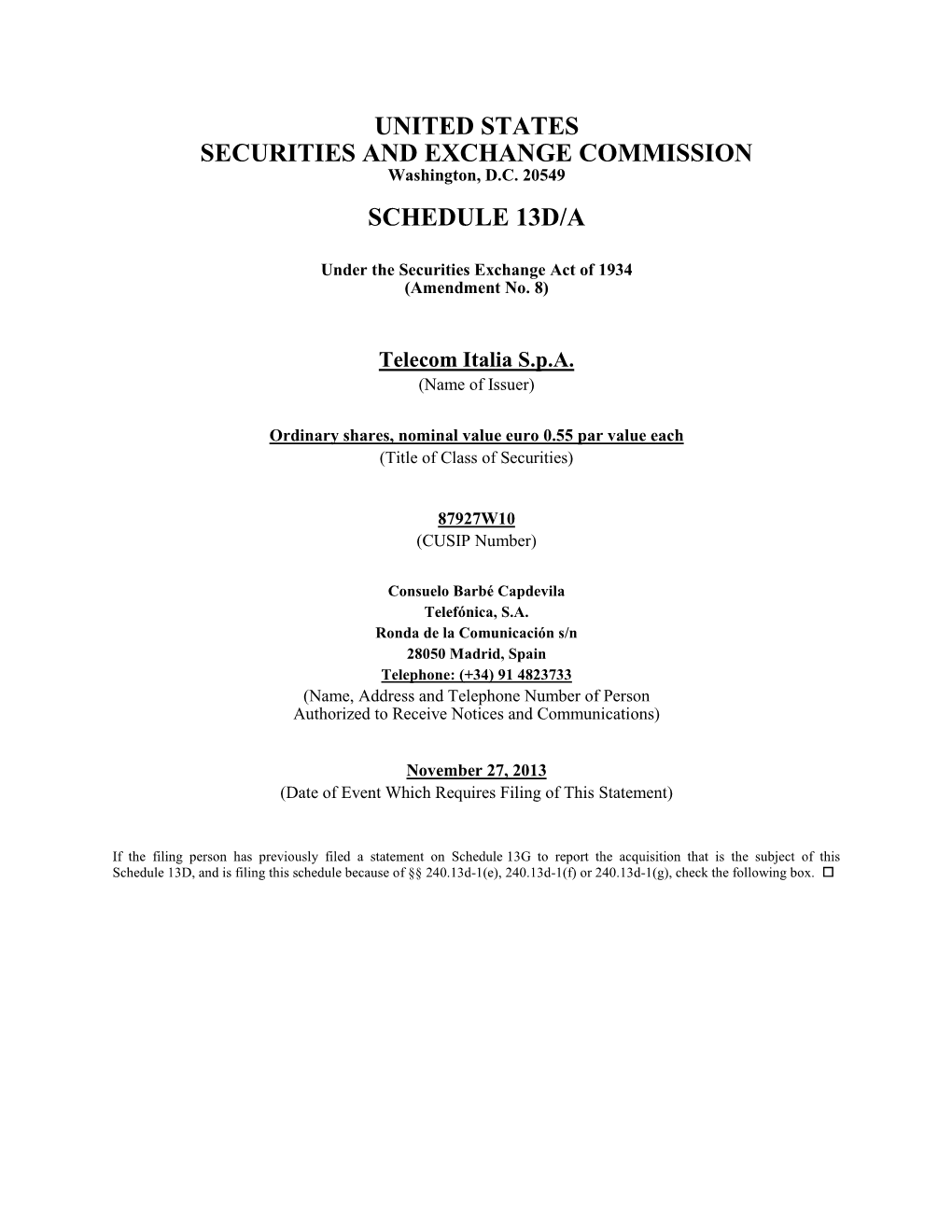 United States Securities and Exchange Commission Schedule 13D/A