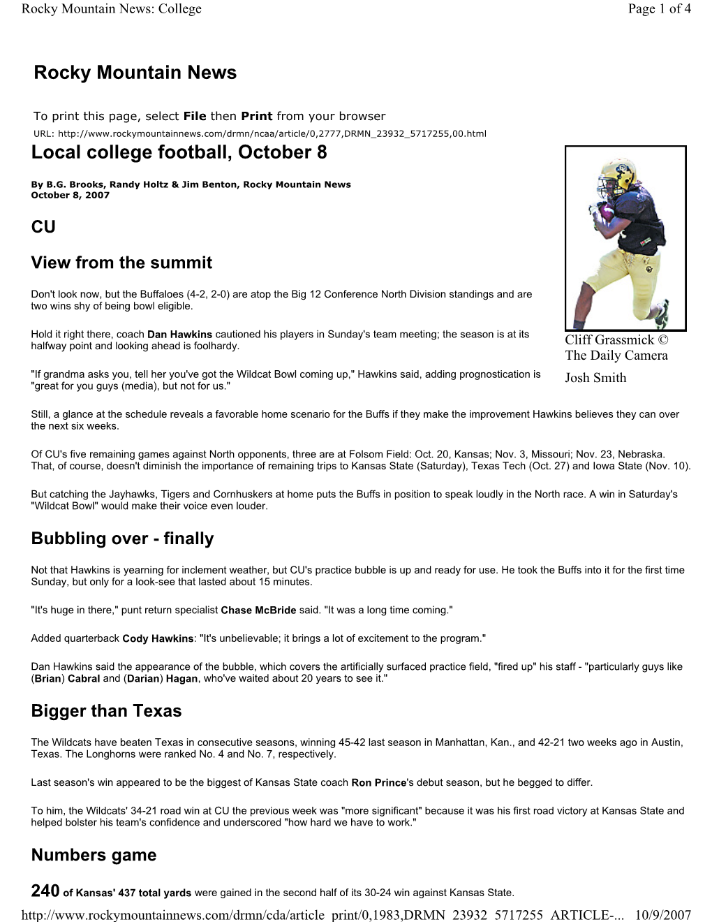 Kansas State / CU Football Page 1 of 2
