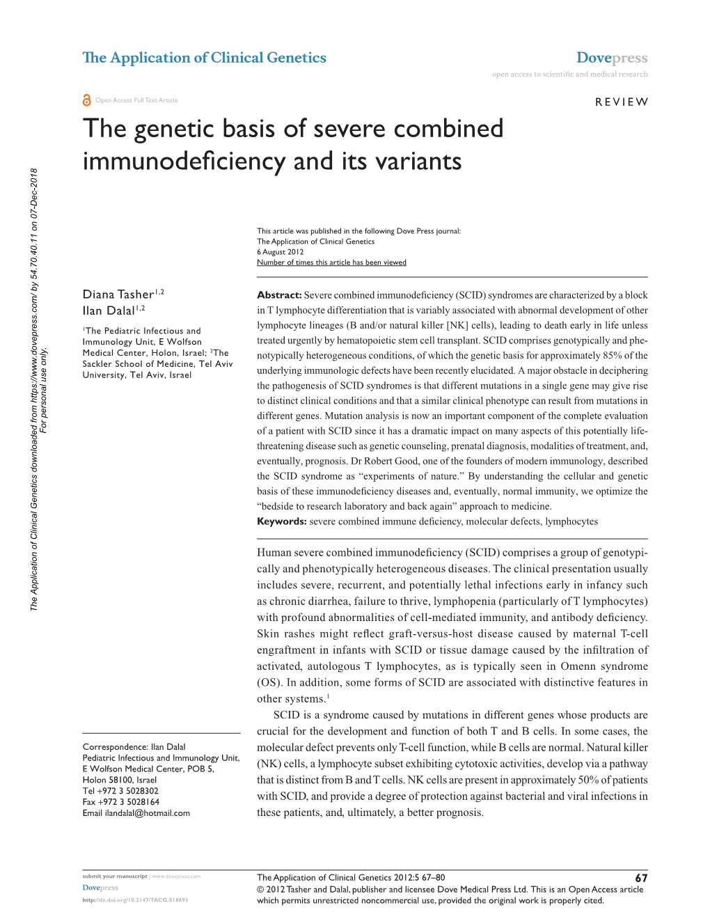 The Genetic Basis of Severe Combined Immunodeficiency and Its Variants