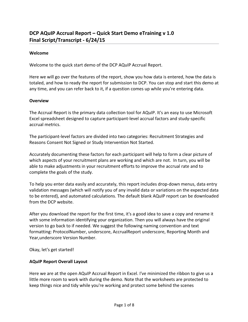 DCP Aquip Accrual Report Final Transcript 6/24/2015