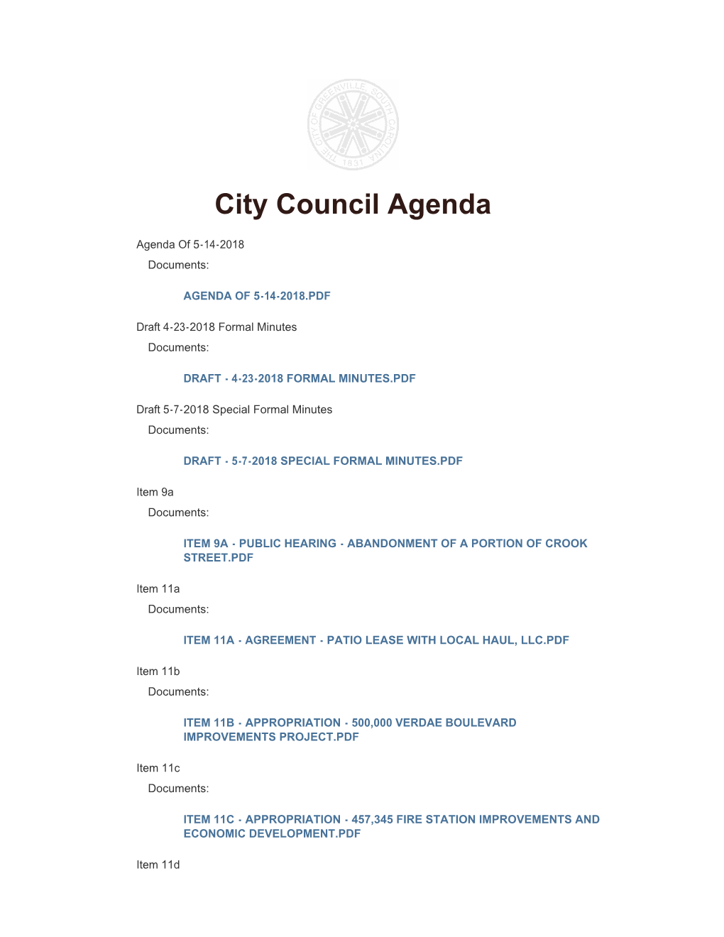 City Council Agenda