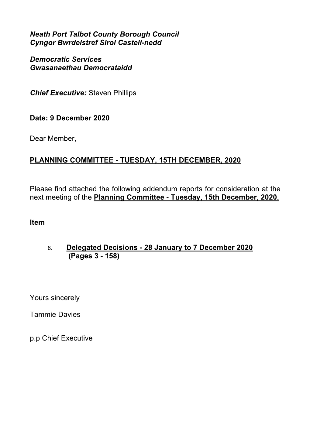 Delegated Decisions - 28 January to 7 December 2020 (Pages 3 - 158)