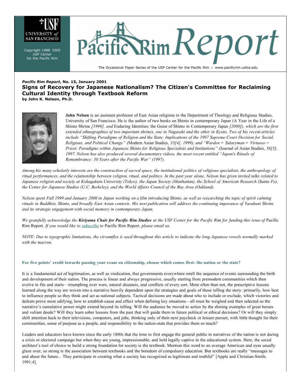 Pacific Rim Report No.15