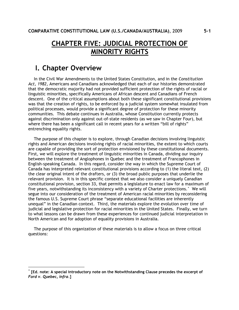 Chapter Five: Judicial Protection of Minority Rights