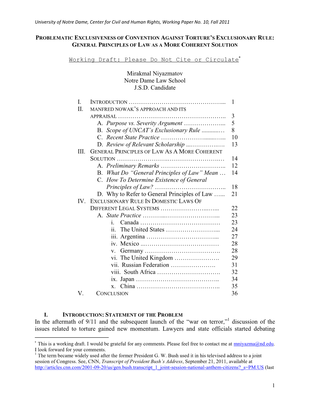 Problematic Exclusiveness of Convention Against Torture’S Exclusionary Rule: General Principles of Law As a More Coherent Solution