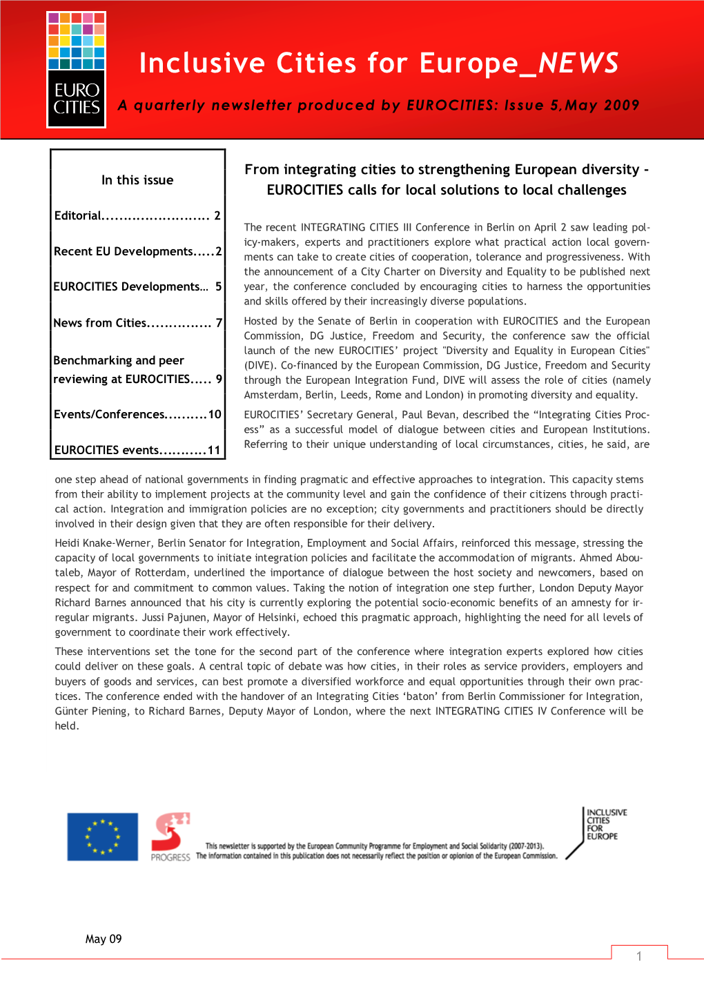 Inclusive Cities for Europe NEWS